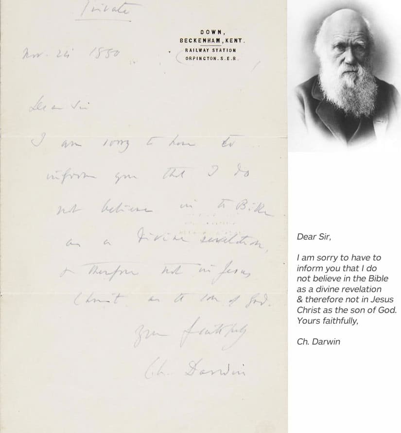 DARWIN CHARLES - 1809-1882 Autograph Letter Signed ( Ch. Darwin )