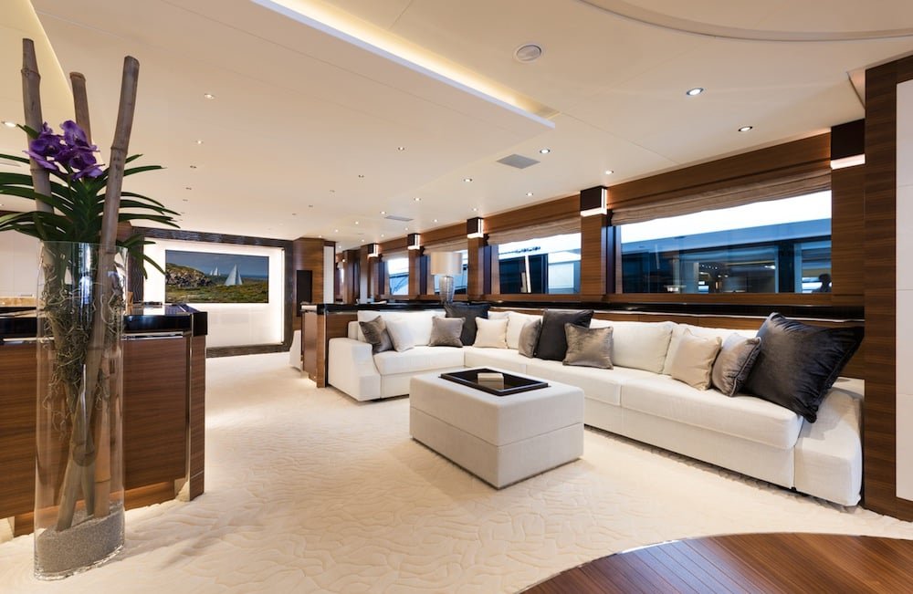 Hybrid Silver Wind Motor Yacht Living Area
