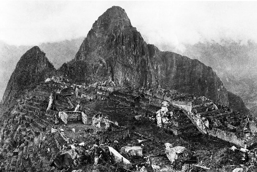 View of the city of Machu Picchu in 1912 - original ruins
