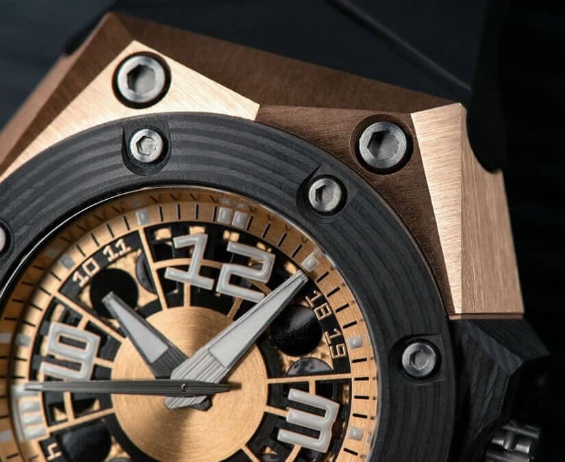 Dial Details, Oktopus Moon Gold 3DTP Carbon watch