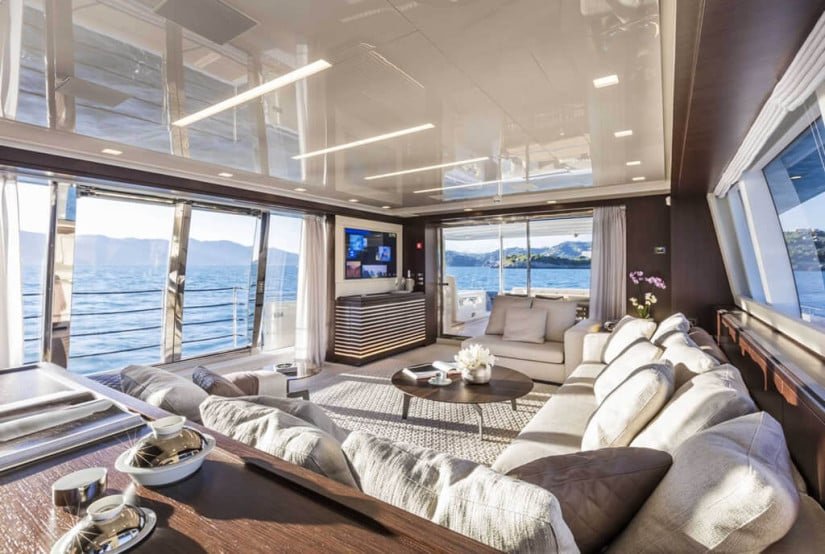 Living, Custom Line 108 Luxury Yacht
