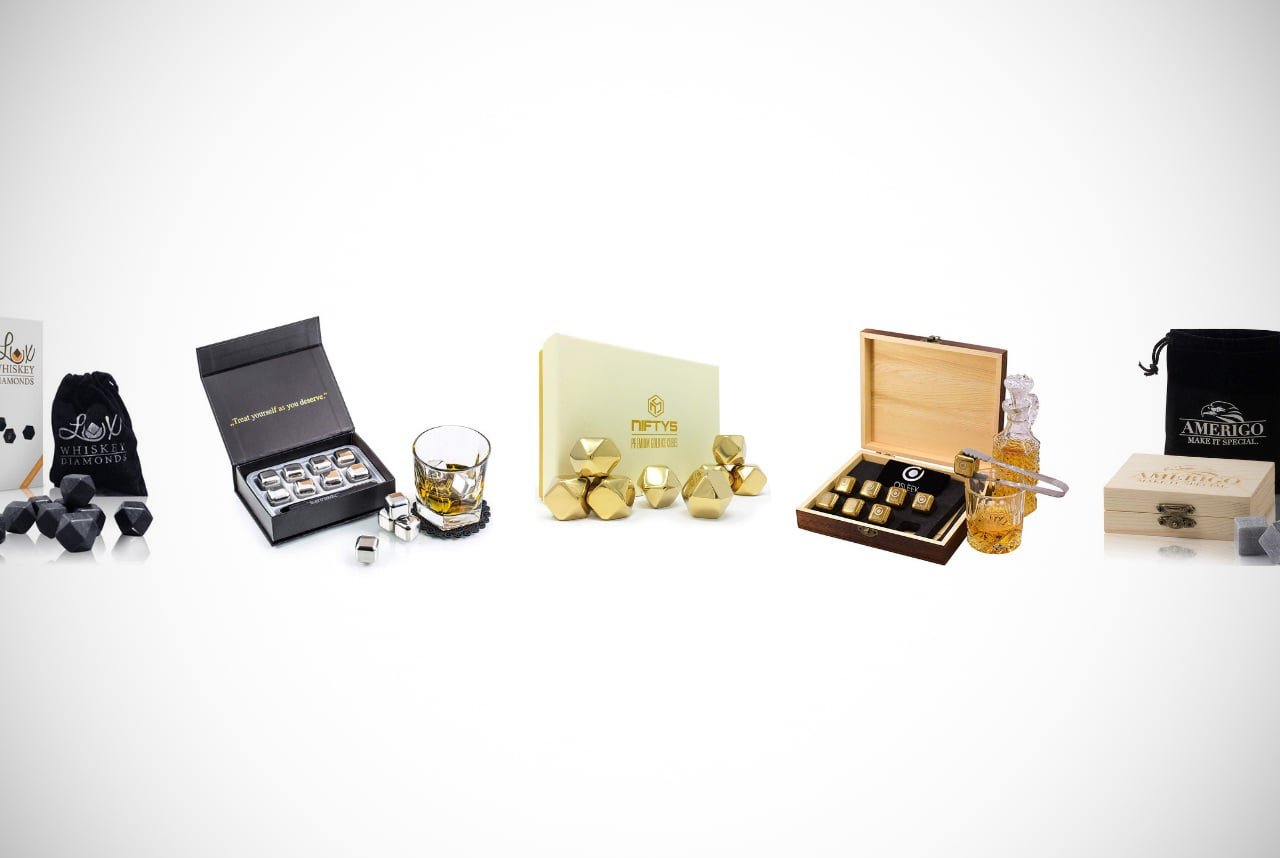 Lux Essentials Whiskey Diamonds 9 piece Deluxe Gift Set of Whiskey Stones! 