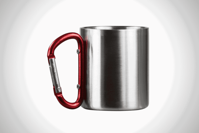 Life Gear Stainless Steel Double Walled Mug with Carabiner Handle