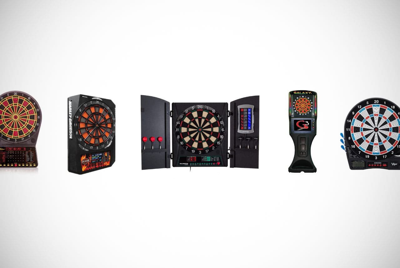 Bullshooter Electronic Soft Tip Dart Board Set Game Black Cabinet Display 