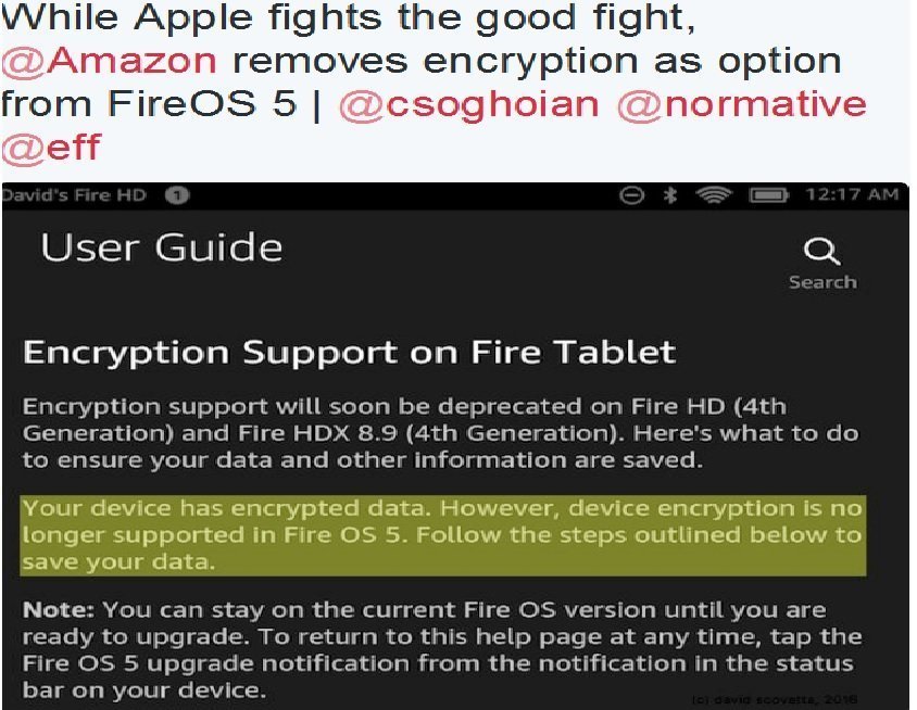 Amazon Fire HD encryption removed on Fire OS 5