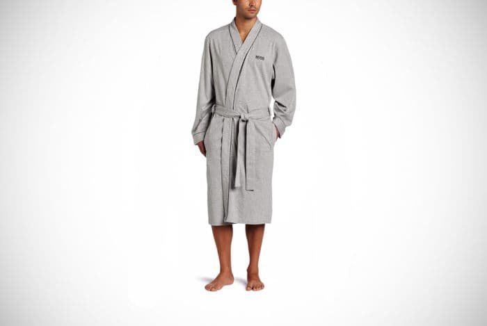 WINJUD Mens Robes Lengthened Fleece Warm Long Bathrobe Hooded Kimono Home Pajamas 