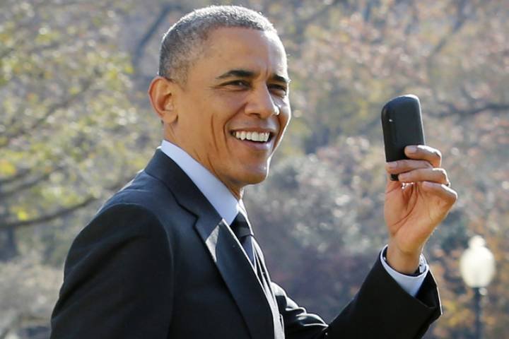 President Obama with his BlackBerry