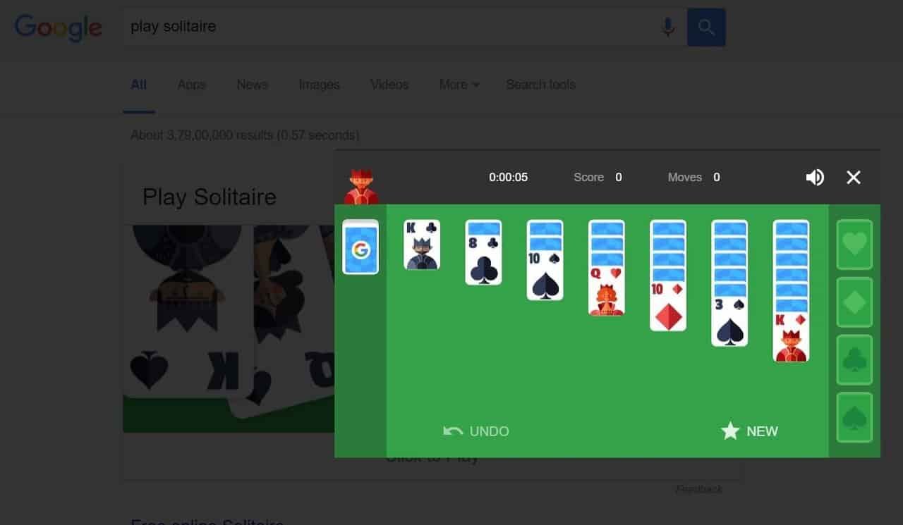 google search games solitaire