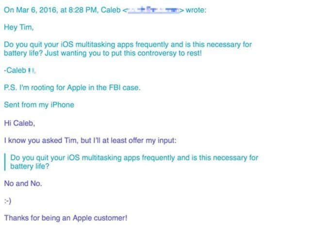 new caleb email to tim cook