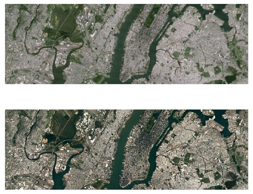 A satellite view of New York City (Before and After Landsat 8 Update)