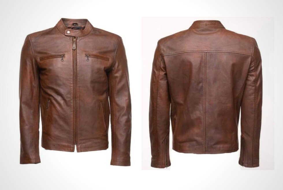 Nick Hawleys Two -Tone brown Cafe racer Leather Jacket