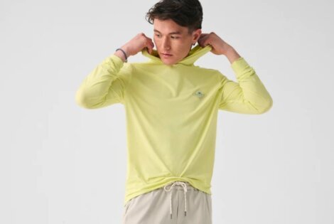 Faherty All Day Air UPF Hoodie Bright Lemon / Large